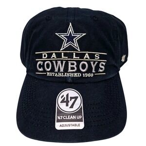Dallas Cowboys 47 Brand Clean Up Hat Mens Navy Blue Adjustable NFL Strapback Cap